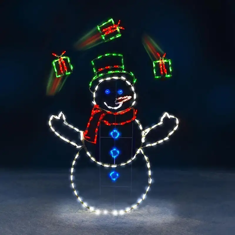 LED Snowman Ornament Animated, Christmas Glitter Light, Holiday Party Decoration, Winter Garden Yard Outdoor