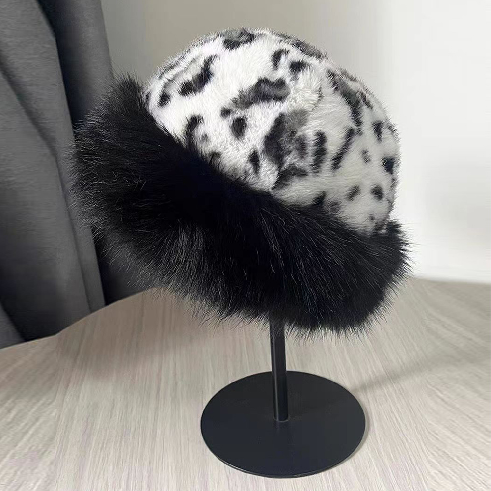 Fluffy Fur Winter Hat Women's Ski Cap Thick Warm Windproof Faux Fur Russian Fisherman's Mink Snow Hat