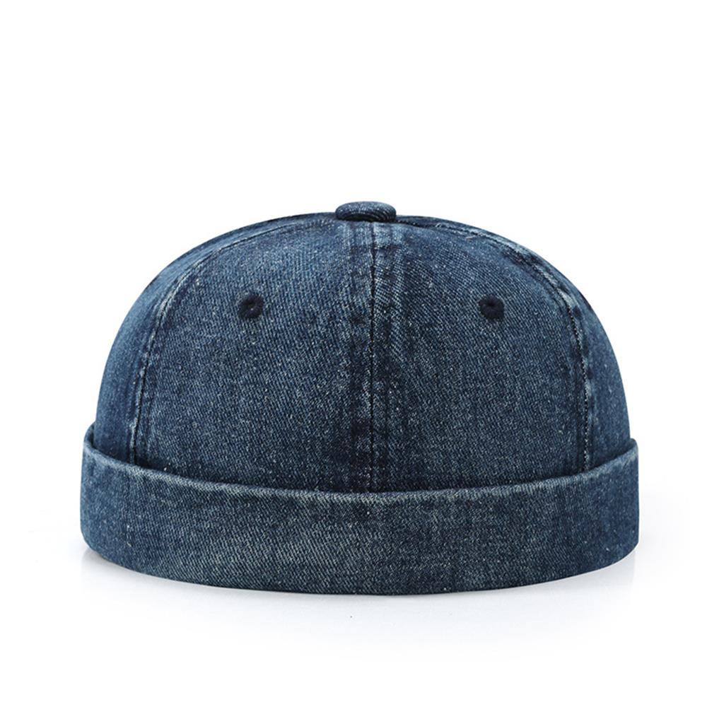 Solid Color Denim Docker Cap Adjustable Brimless Skullcap Beanie Sailor Cap for Men Women Bucket Dad Hat