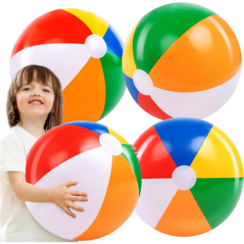 Pack Large Rainbow Beach Ball Inflatable Pool Toys for Kids and Adults