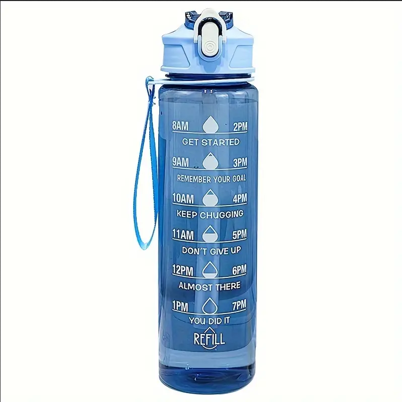 Motivational Water Bottle with Time Marker Leak Proof BPA Free Gym Bottle