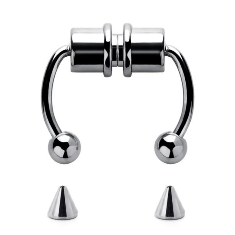 Magnetic Fake Septum Ring Clip On Horseshoe Nose Ring in Stainless Steel