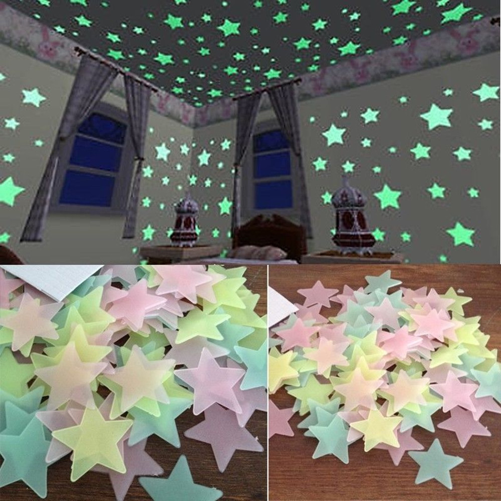 Glow in the Dark Stars Ceiling Wall Stickers for Kids Room Decor