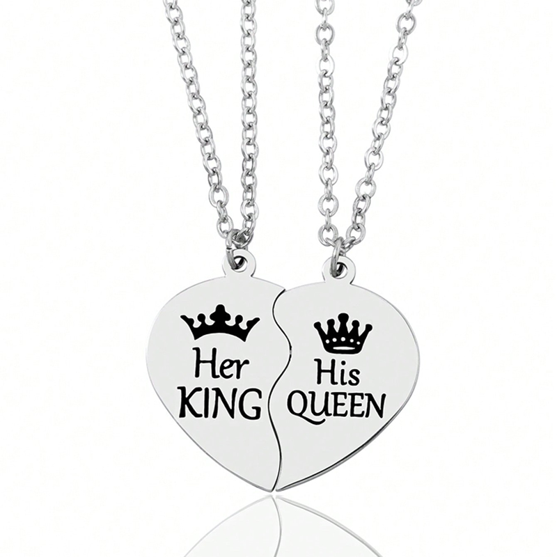 His Queen Her King Matching Couple Necklaces