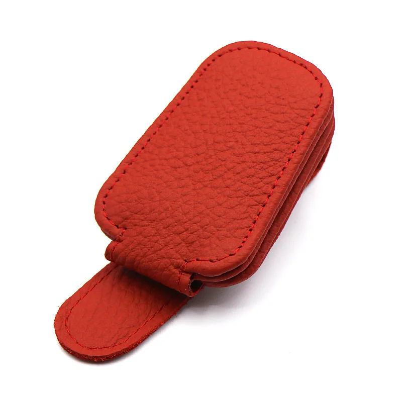 Car Sunglasses Holder Premium Cowhide Leather Sun Visor Clip for Glasses, Ticket, & Card Organizer