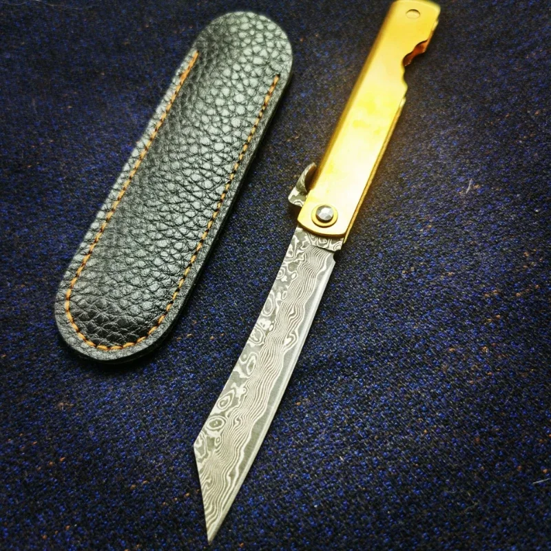 Premium Damascus Mini Tactical Folding Knife Compact Outdoor Knife for Self Defense & Fishing Utility