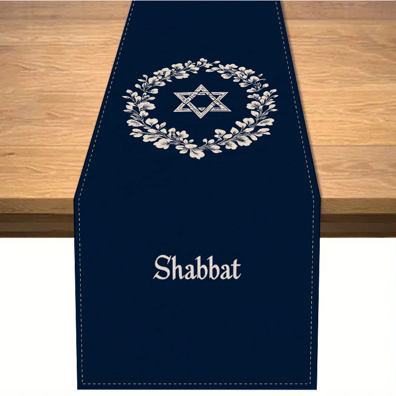 Premium Navy & White Jewish Tablecloth with Star of David Elegant Shabbat & Holiday Dining Linen