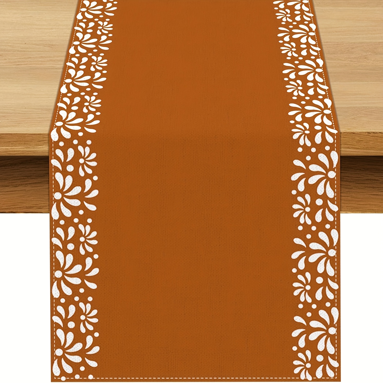 Mexican Table Runner with Dia De Los Muertos Floral Fiesta Decor
