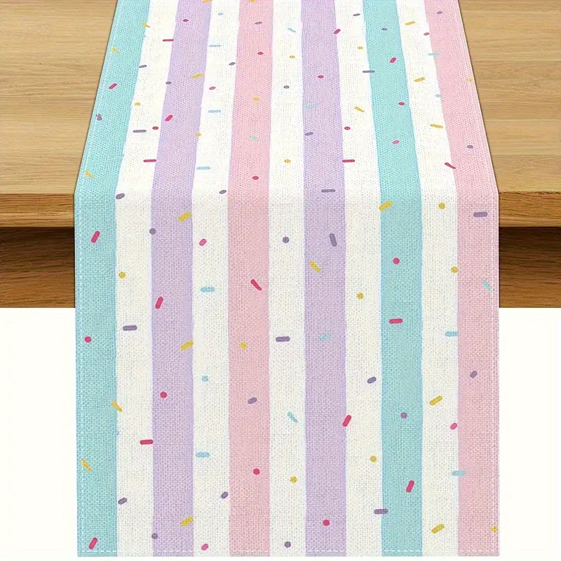 Ice Cream Theme Table Runner for Kids Birthday Baby Shower Dessert Table Decor
