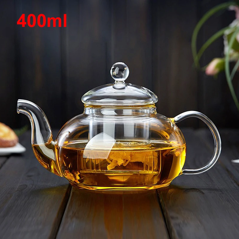 Clear Glass Teapot with Filter Handle for Puer, Coffee and Loose Leaf Tea