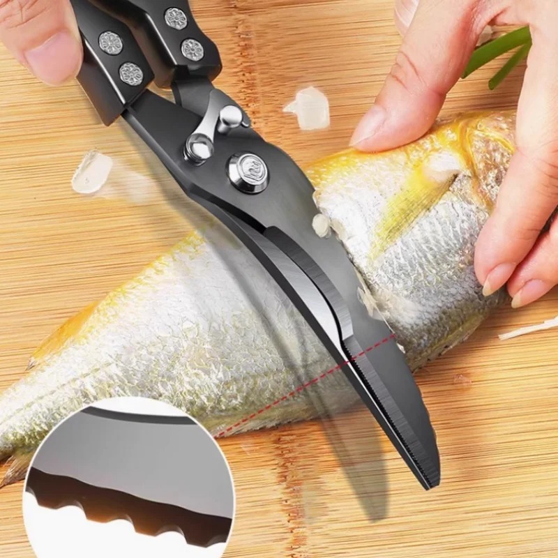 Professional Heavy Duty Multifunctional Kitchen Shears & Kitchen Bone Scissors Titanium Finish Stainless Steel