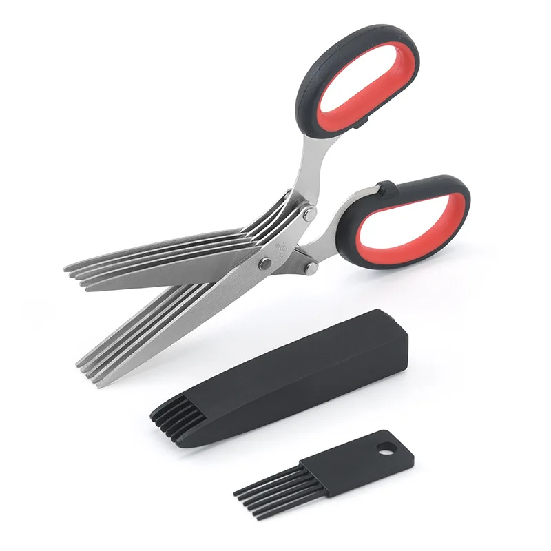 Professional Stainless Steel Herb & Vegetable Cutter Multi Blade Kitchen Scissors for Herbs, Scallions & Green