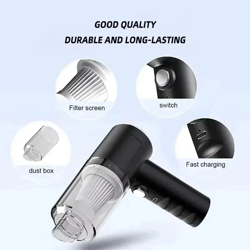 PowerClean Portable Car Vacuum Cleaner USB Charging, Wireless, Powerful Suction