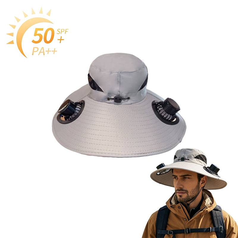 Wide Brim Solar Fan Hat Rechargeable Cooling Sun Hat for Fishing, Hiking & Outdoor Use