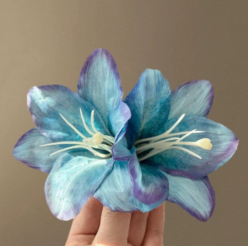Bohemian Lily Flower Hair Clip Elegant Floral Duckbill Hair Barrette for Women & Girls