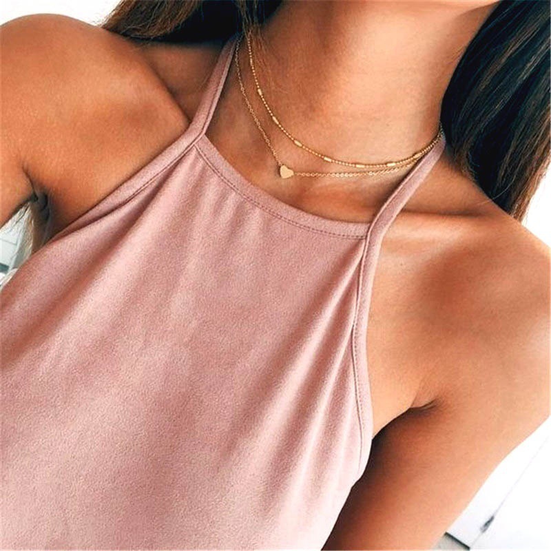 Vintage Love Heart Pendant Necklace for Women Silver Choker Chain Party Jewelry Gift