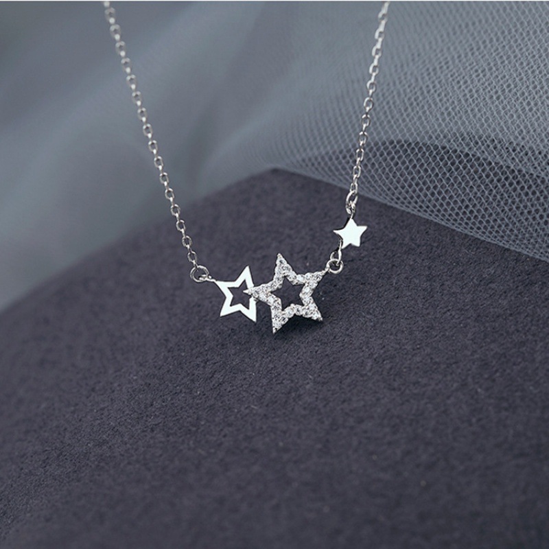 Sterling Silver Star Pendant Necklace with Zircon | Minimalist Choker for Women