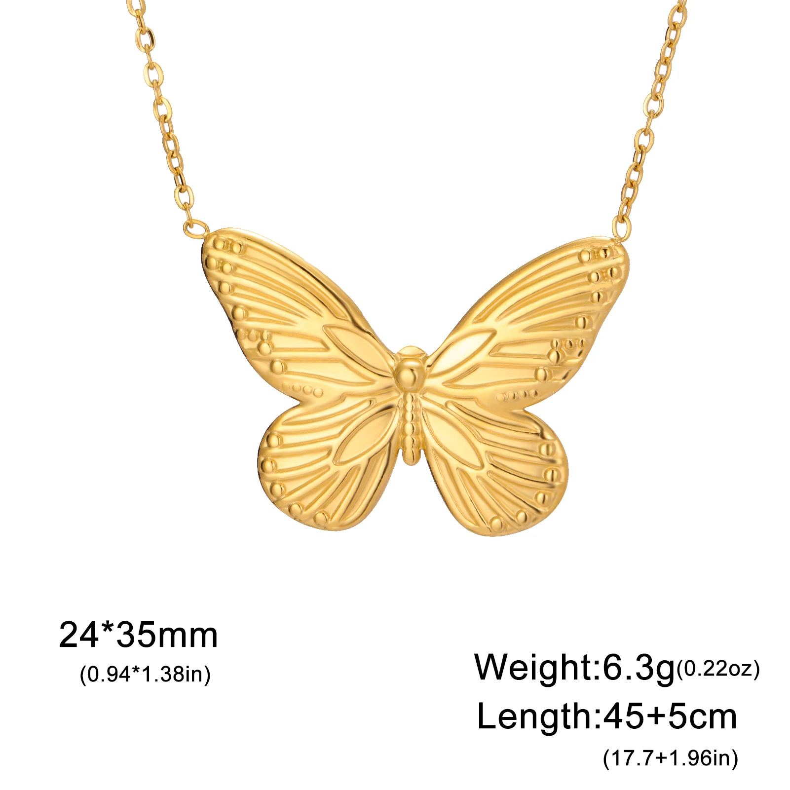 Elegant Butterfly Pendant Necklace Gold Color Stainless Steel Butterfly Choker for Women