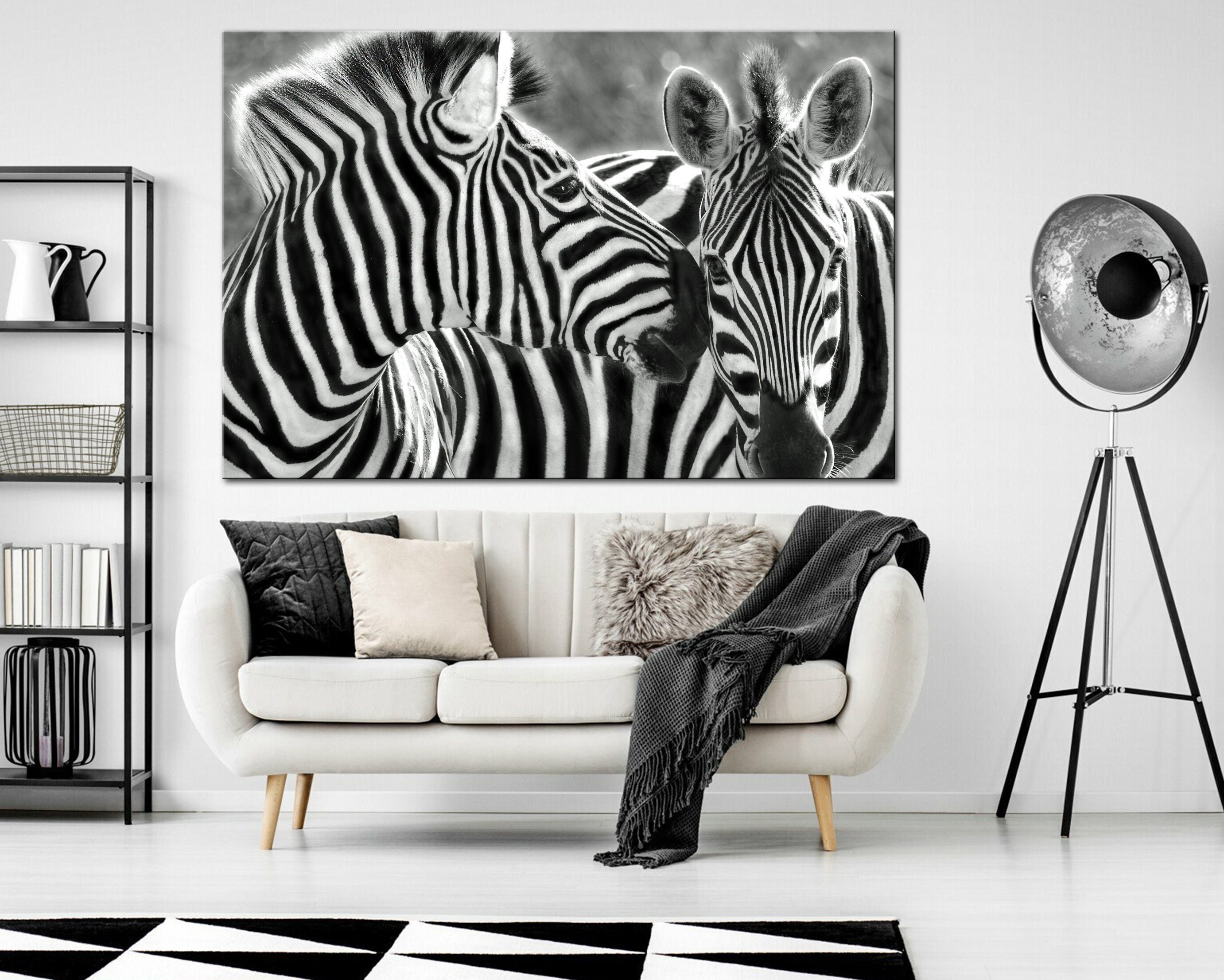 Zebra wall art Black and White Zebra art print Wildlife Larg | Inspire ...