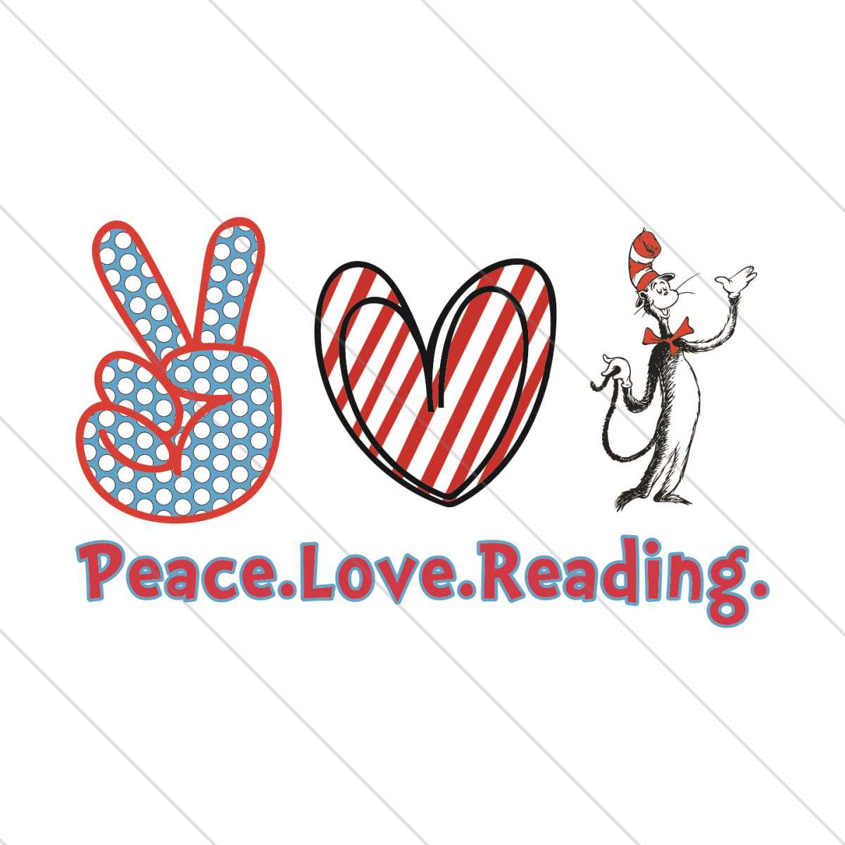 Peace Love Reading The Cat In The Hat Svg, Dr Seuss Svg, Pea | Inspire ...