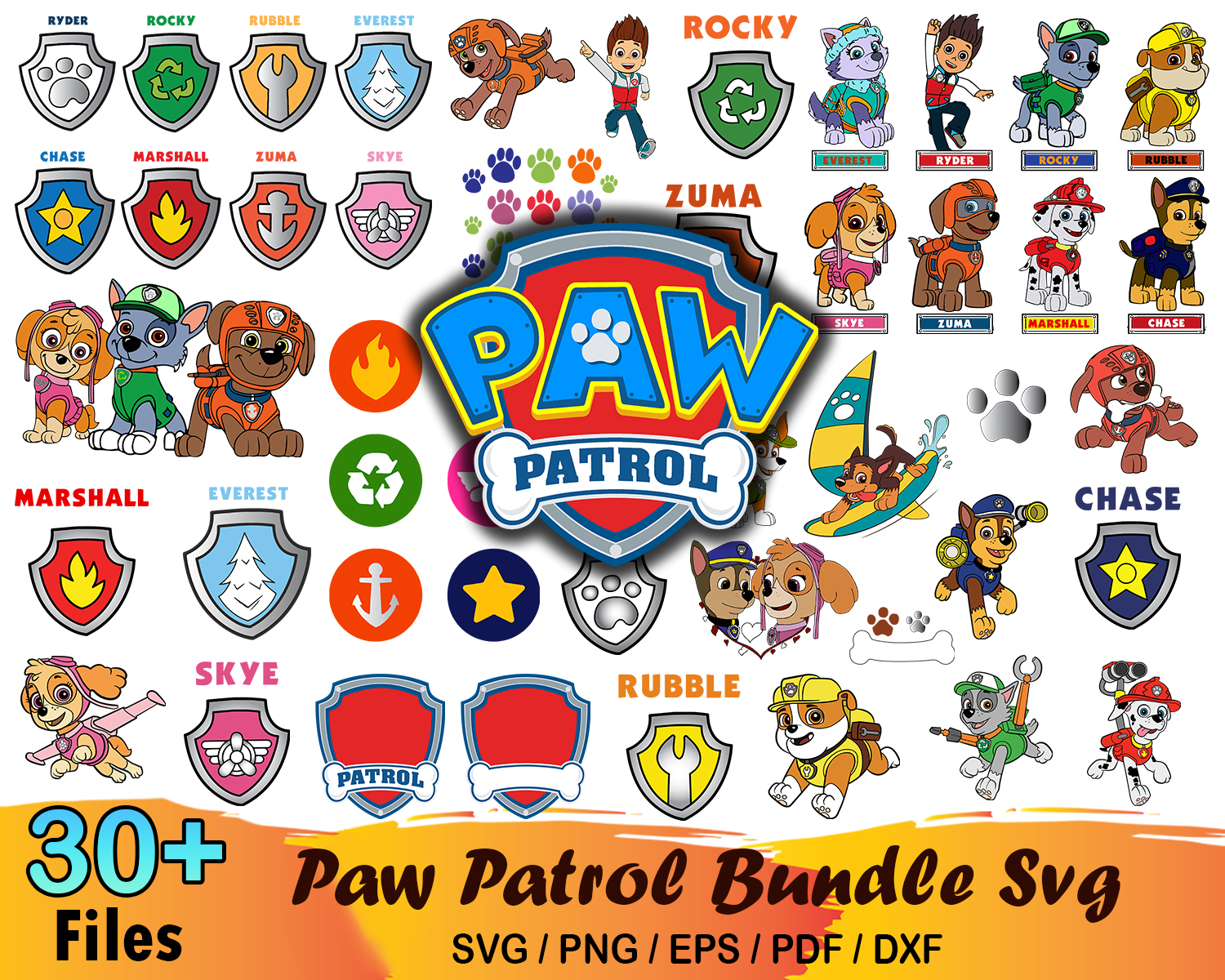 30 Paw Patrol Bundle Svg, Paw Patrol Svg, Paw Patrol Clipart | Inspire ...