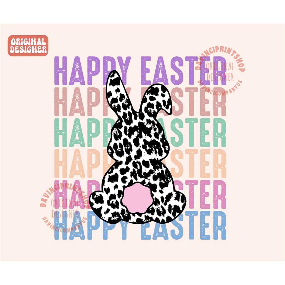 Happy Easter Stacked Cow Print Bunny Rabbit Printable, Easte - Inspire ...