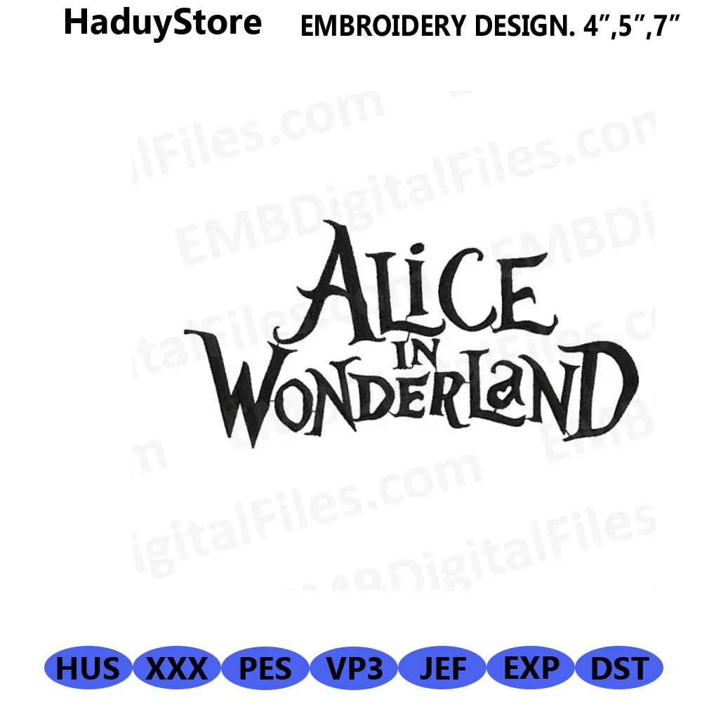Alice in wonderland logo embroidery design, Disney Cartoon E - Inspire