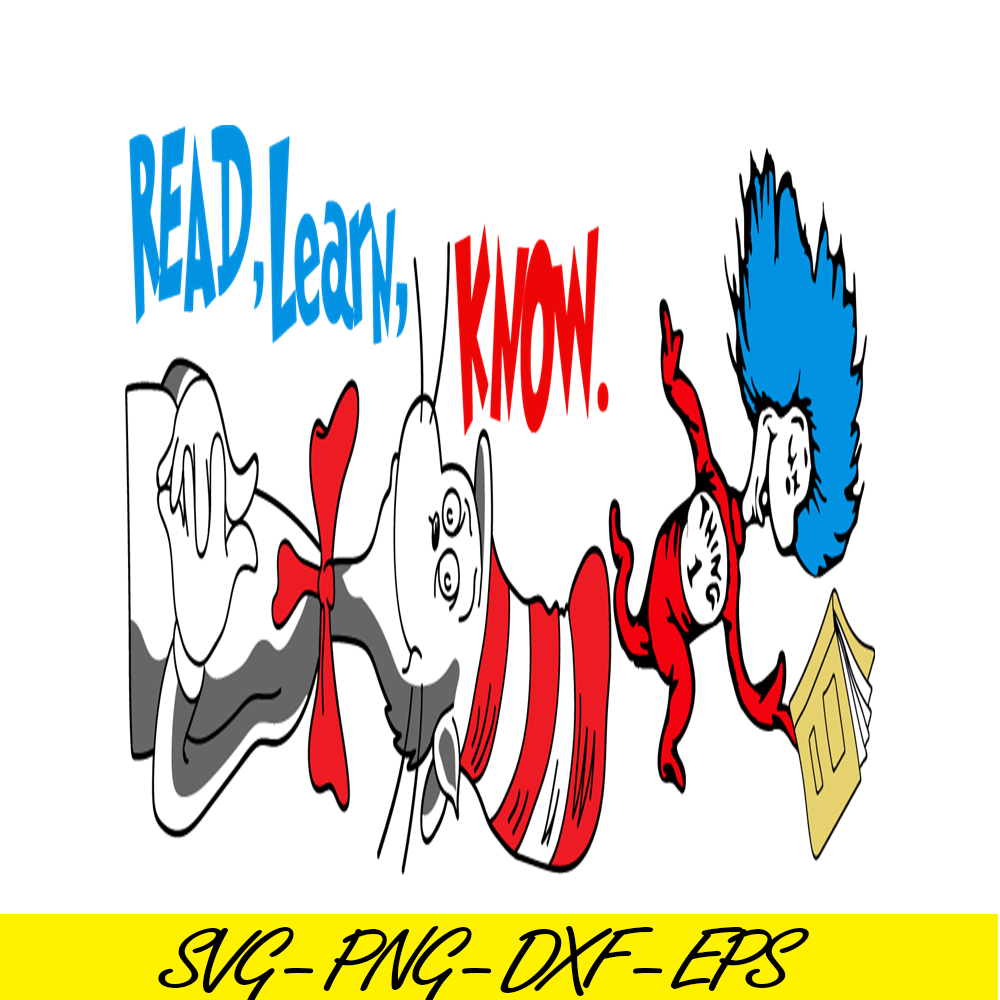 Cat In The Hat Read Learn Know SVG, Dr Seuss SVG, Dr Seuss Q - Inspire ...