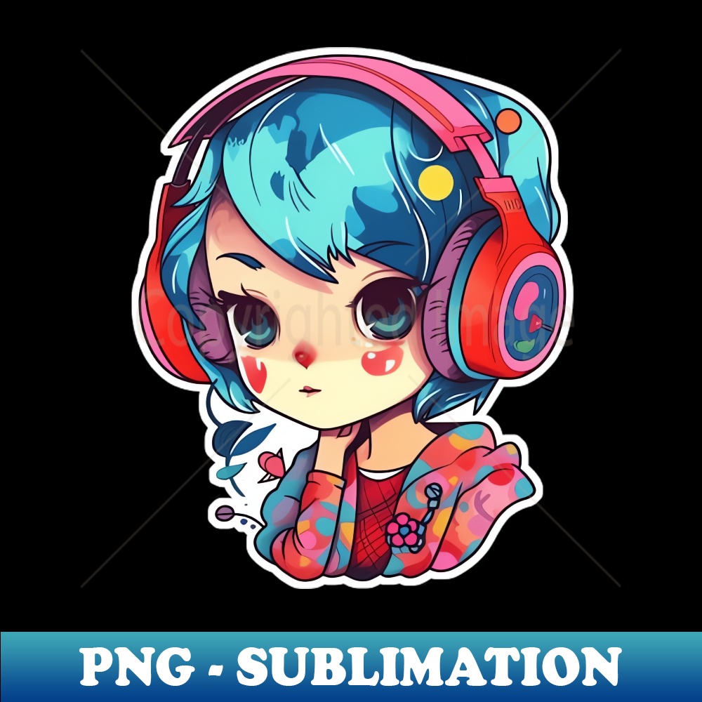 Cute headphone anime girl - PNG Transparent Sublimation File | Inspire ...