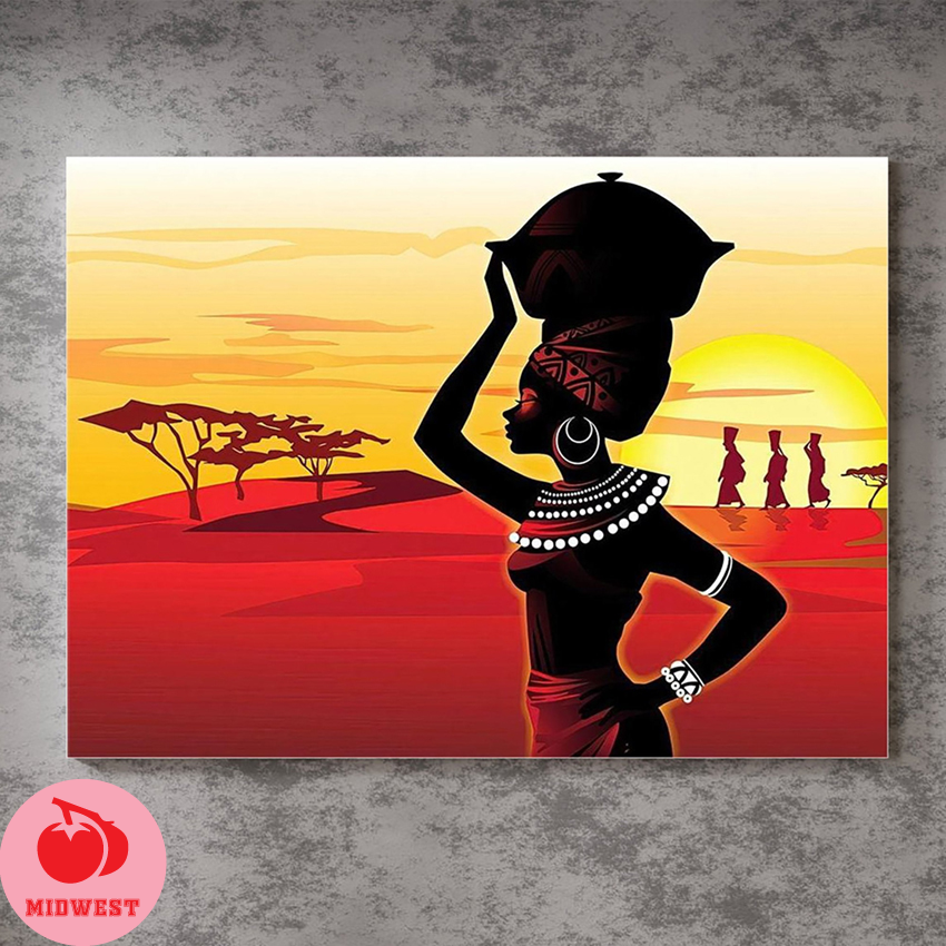 South Africa Flag Canvas Wall Art Tribal Africa Heritage - Wildlife Silhouettes in Earthy TS04 main image 1