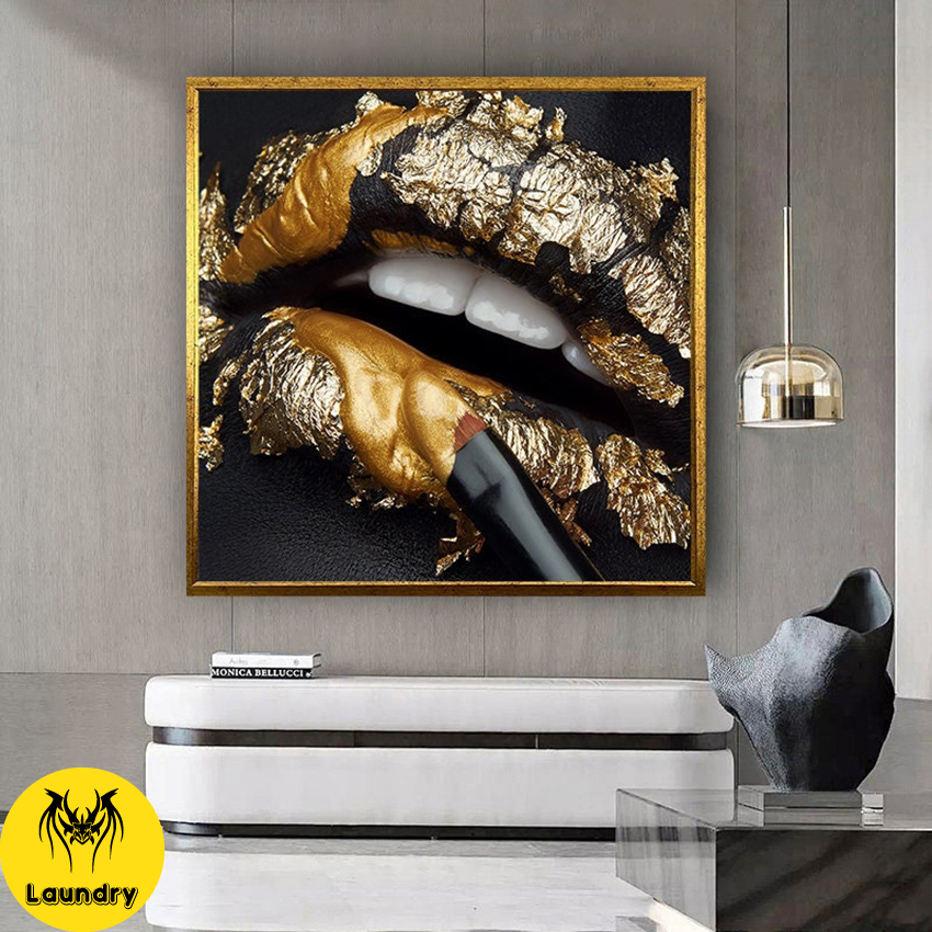 sexi lip canvas wall art , gold lip canvas painting , lip ca | Inspire ...