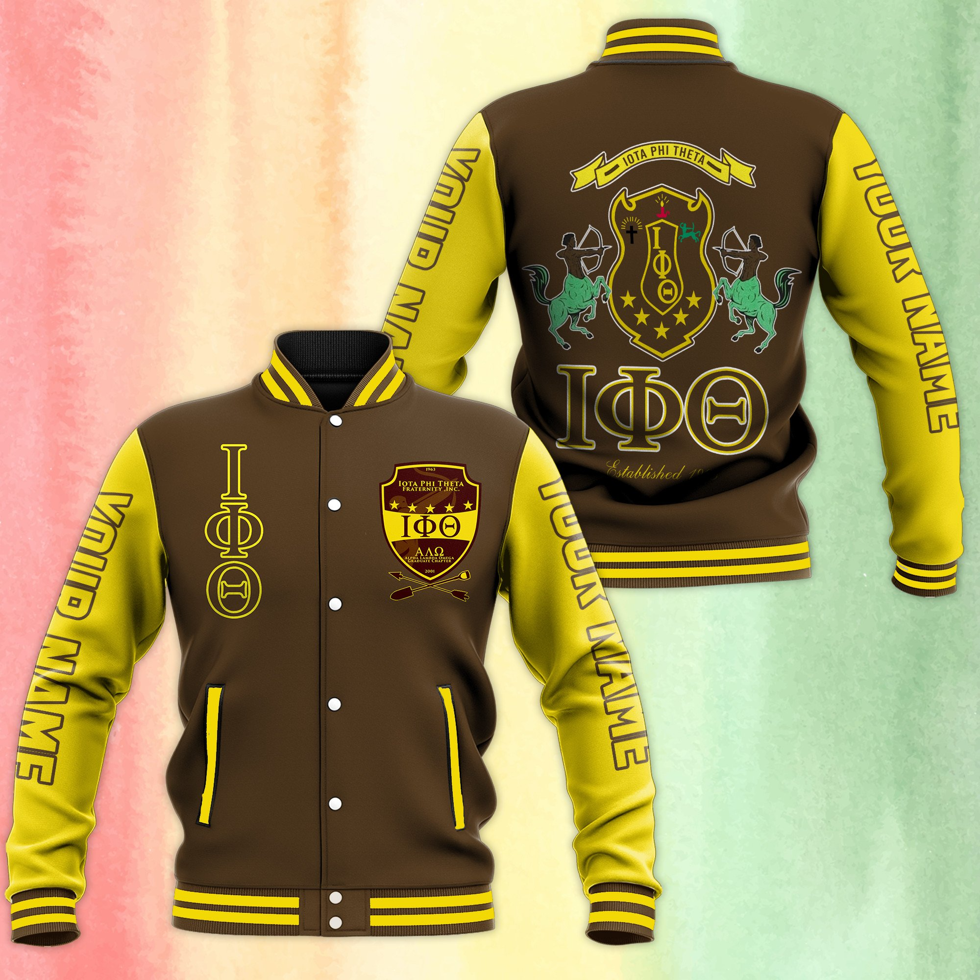 Personalized Iota Phi Theta Black Fraternity Baseball Jacket | Inspire ...