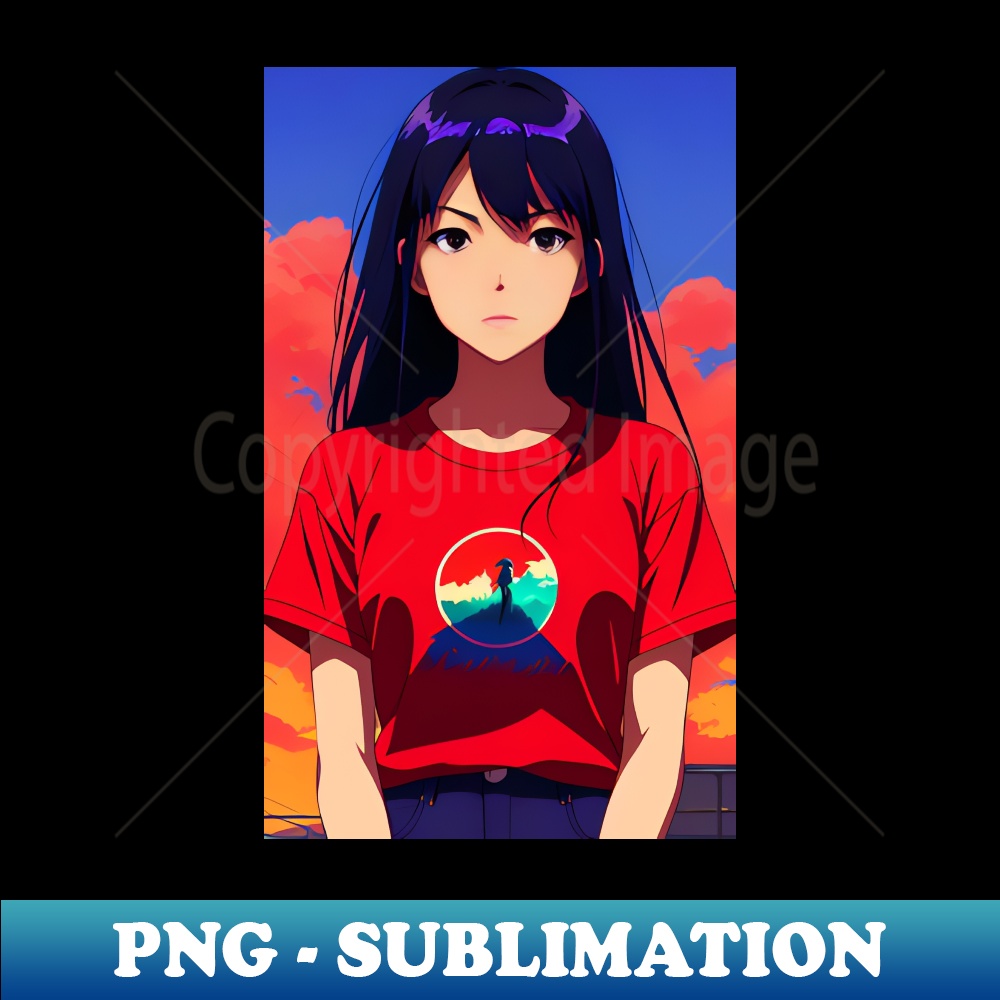 Anime girl - PNG Transparent Sublimation Design - Unlock Vib - Inspire