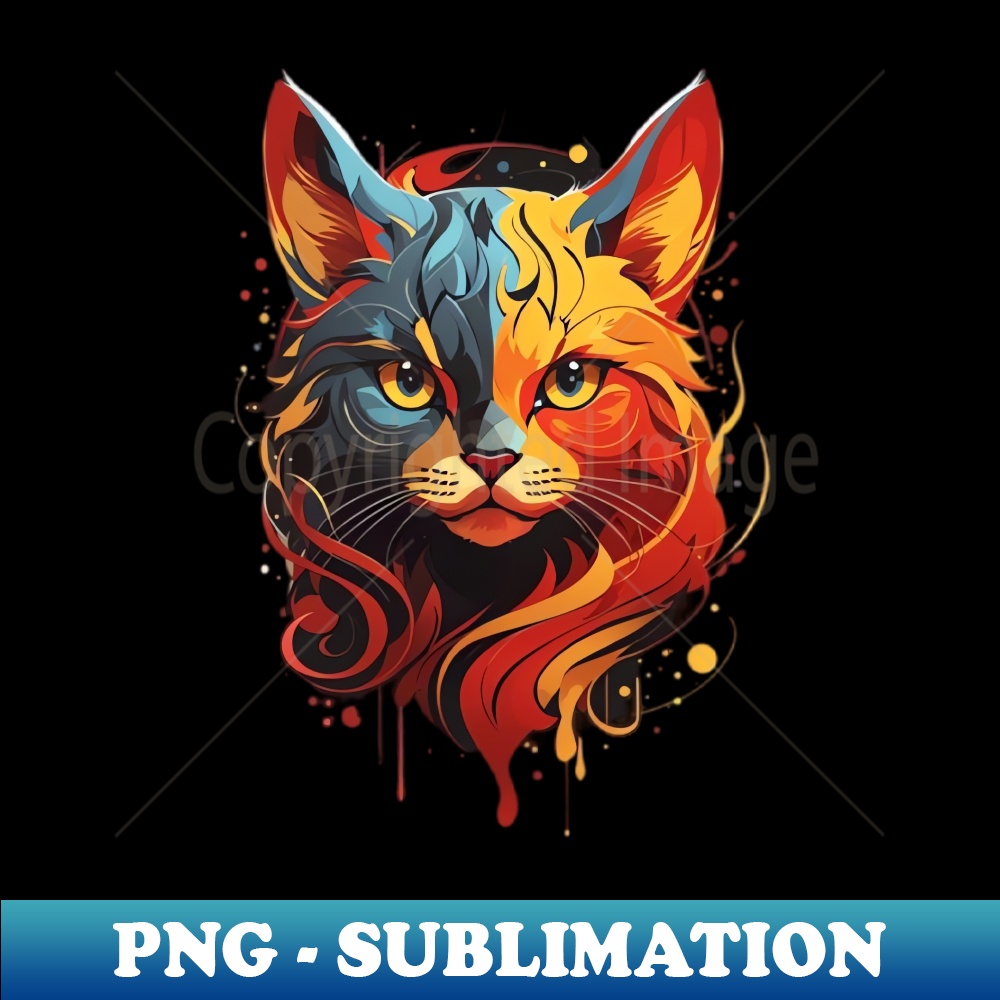 Vector art T shirt Design of Colorful Cat Head - PNG Transpa | Inspire ...