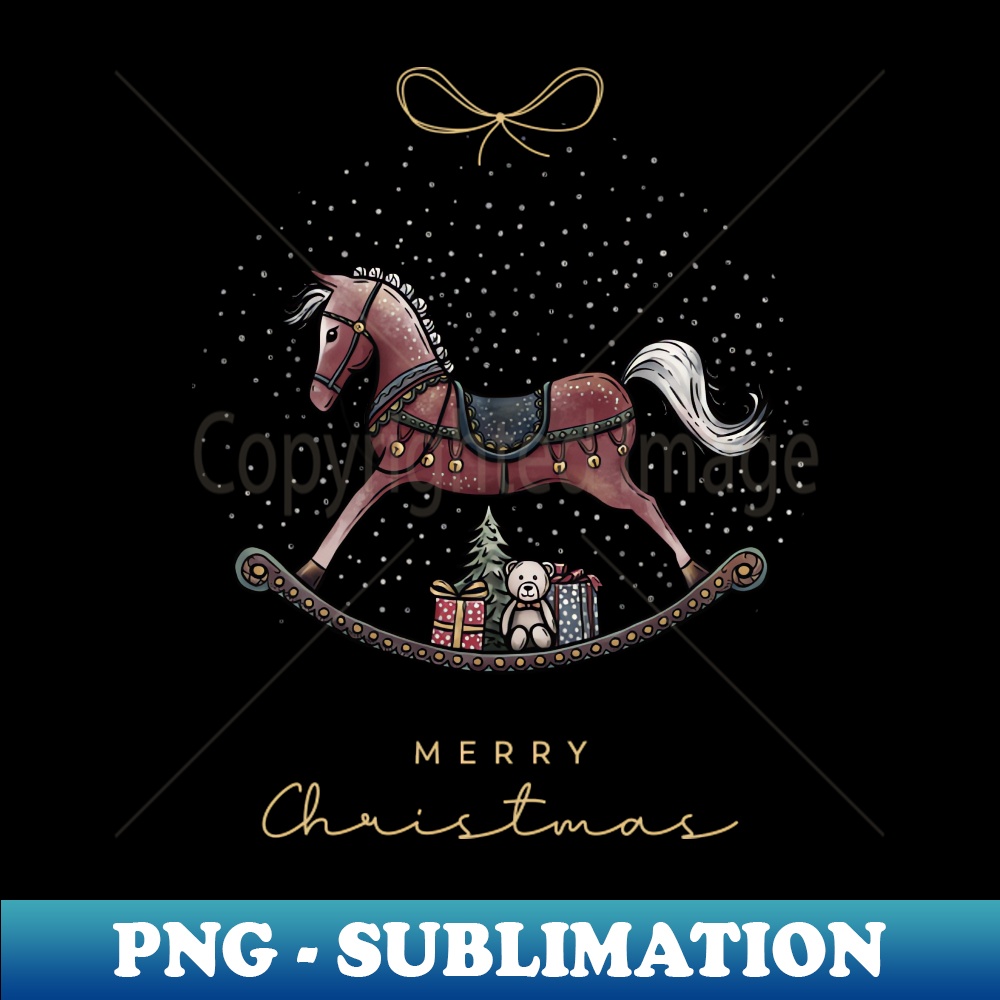 Merry Christmas lettering with Rocking Horse illustration cu | Inspire ...
