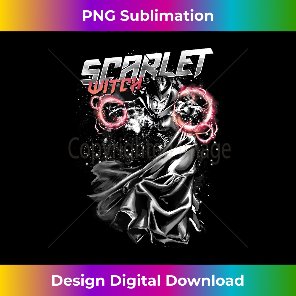 Marvel Top Canotta Donna – Scarlet Witch In Scala Di Grigi – Maglietta Elasticizzata Con Logo E Ritratto