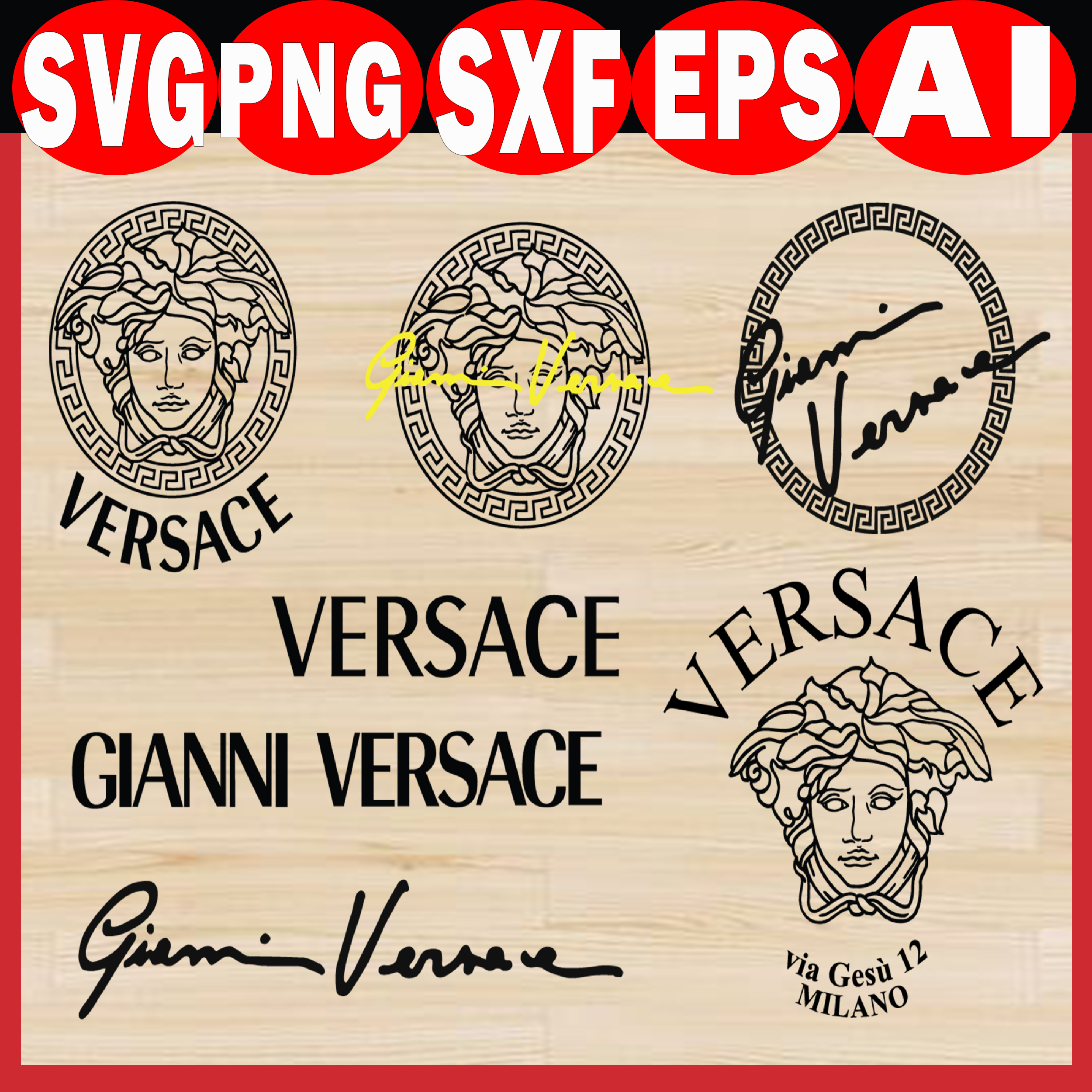 Versace Logo Bundle Svg, Versace Svg, Gianni Versace Svg | Inspire