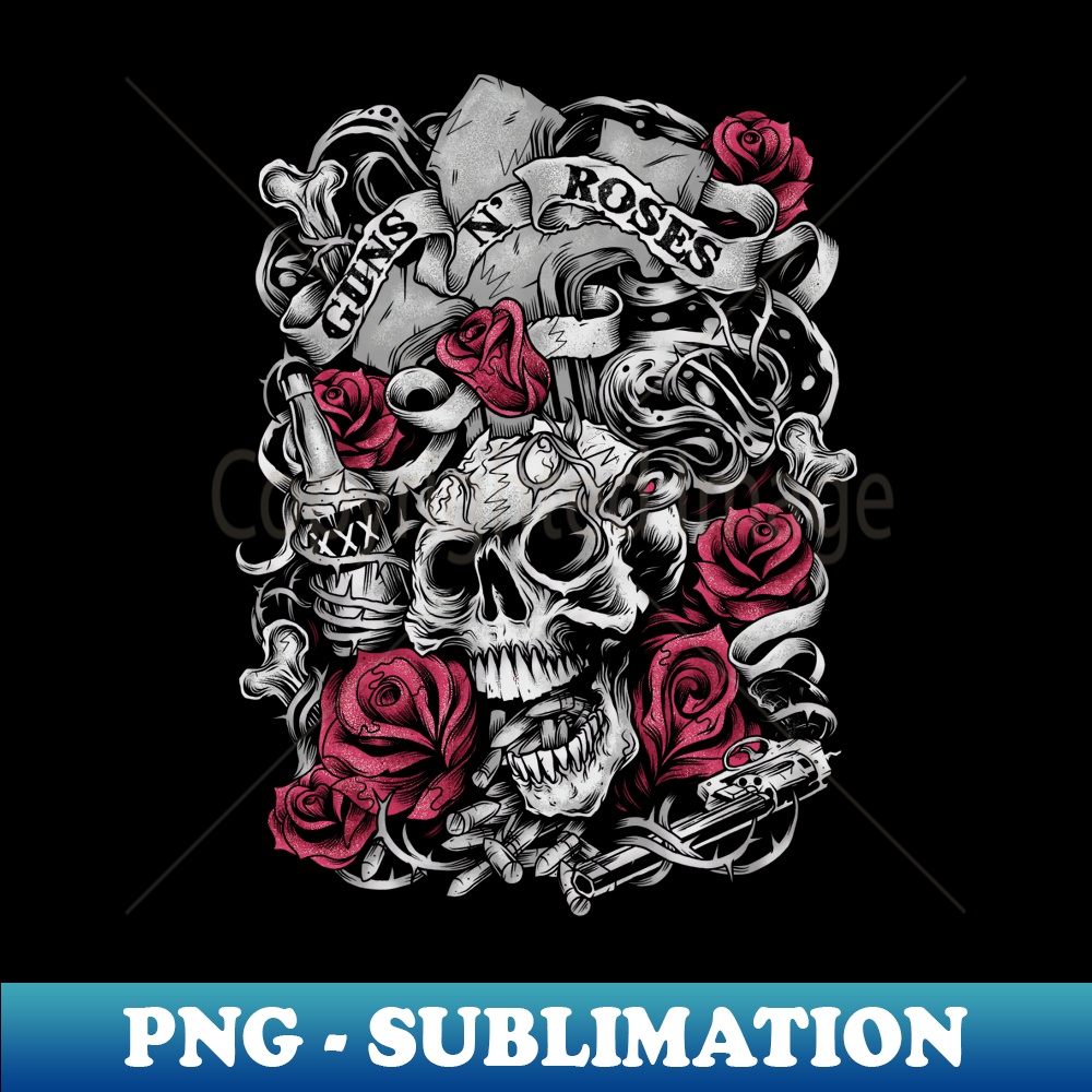 Guns N' Roses Official Flourish Skull Pink Roses - Sublimati | Inspire ...