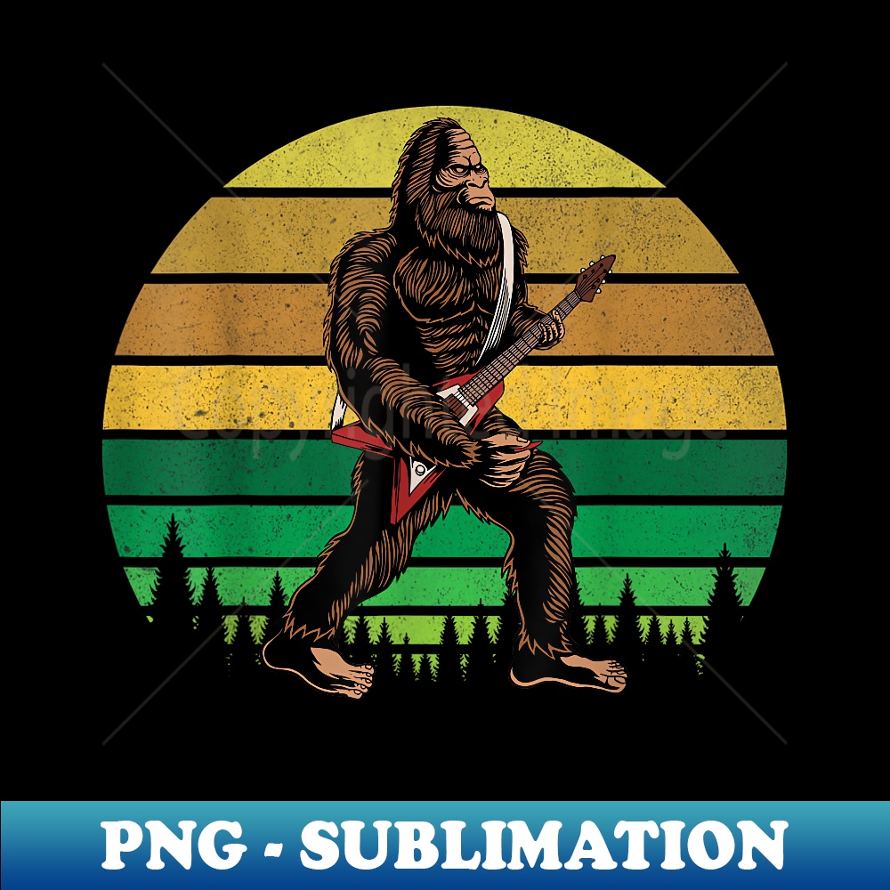 Guitar T Shirt Bigfoot Jump Playing Electric Mens Graphic Vintage Sasquatch Rock - Foto 7