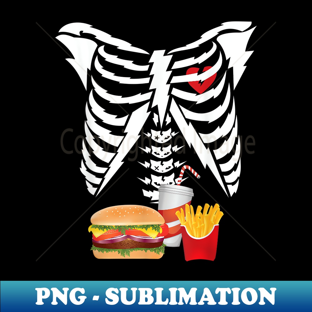 Xray Skeleton Rib Cage Burger Halloween Scary Face Hamburger | Inspire ...