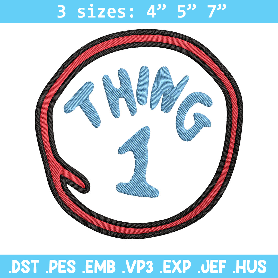 Thing 1 logo Embroidery Design, Embroidery File, logo Embroi - Inspire ...