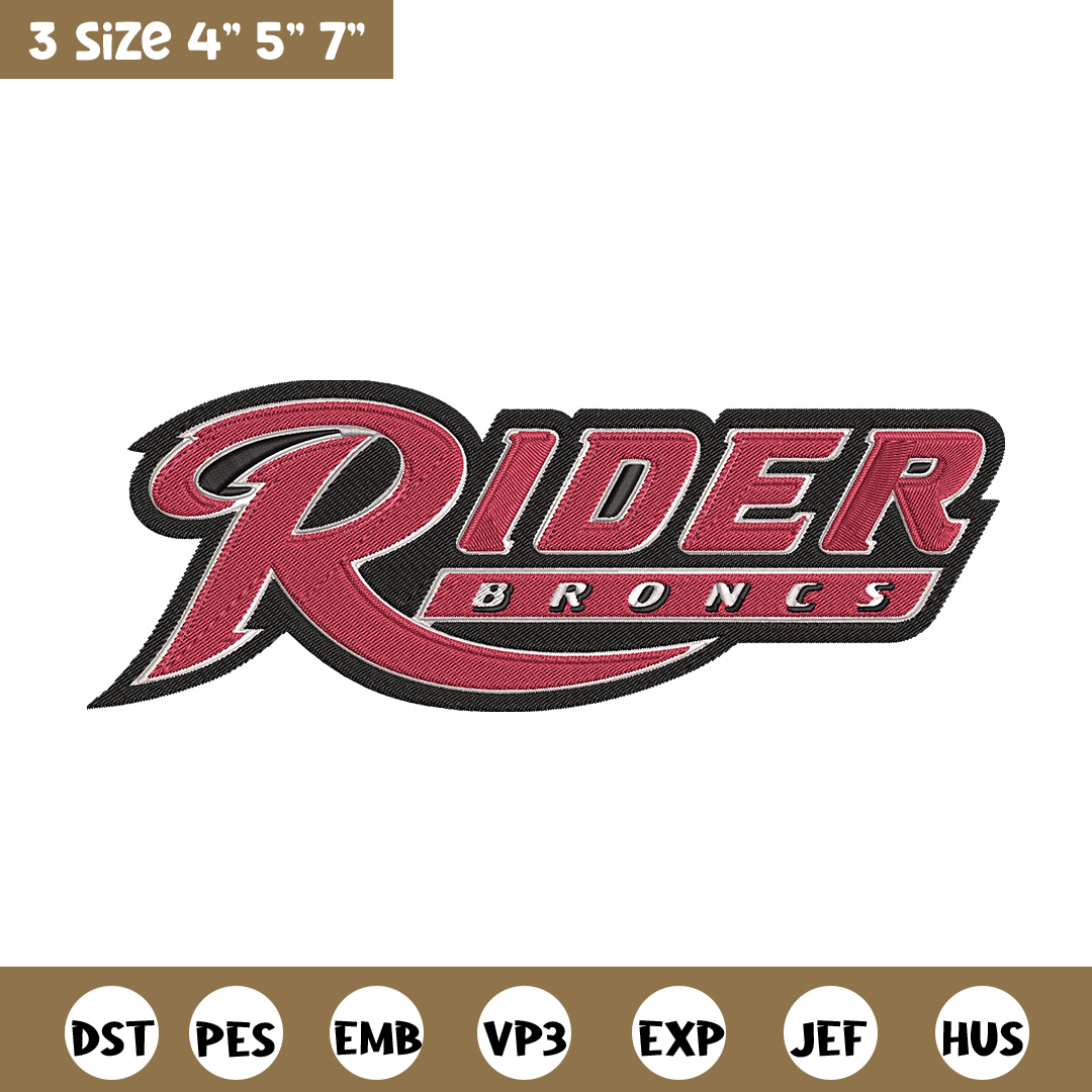 Rider University logo embroidery design, NCAA embroidery, Em | Inspire ...