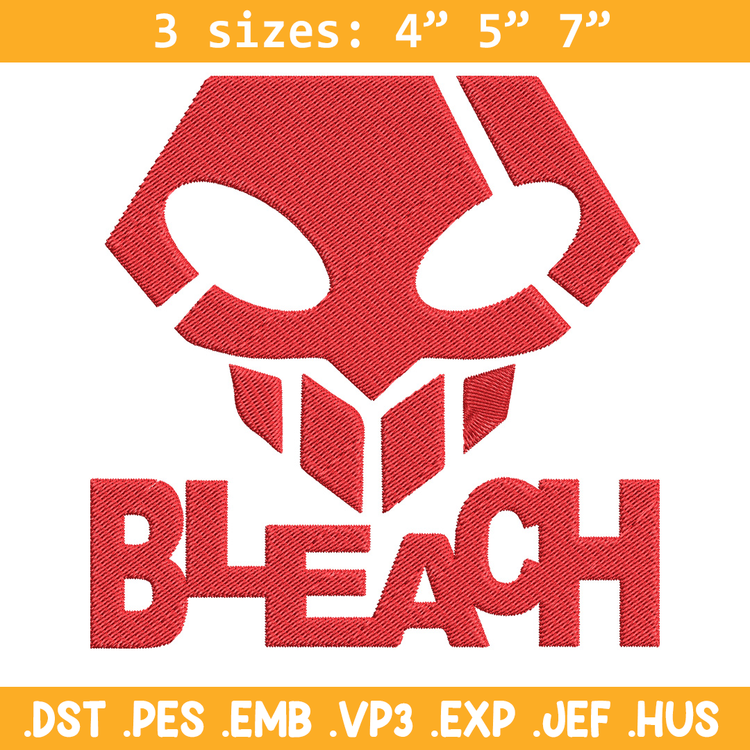 Bleach logo Embroidery Design, Bleach Embroidery, Embroidery Inspire