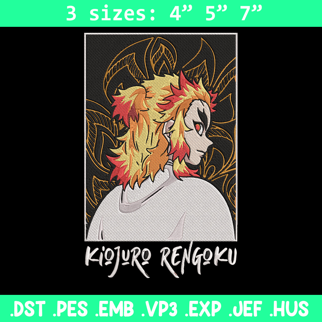 Rengoku Kyoujurou Embroidery Design, Demon slayer Embroidery | Inspire ...
