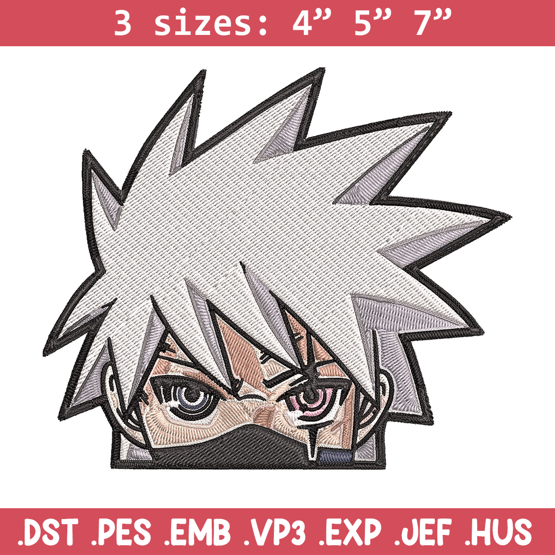 Kakashi Peeker Embroidery Design, Naruto Embroidery, Embroid Inspire