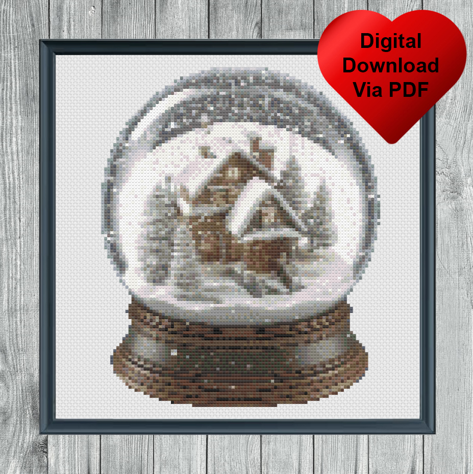 Winter House Snow Globe Cross Stitch Pattern, Instant PDF Do | Inspire ...