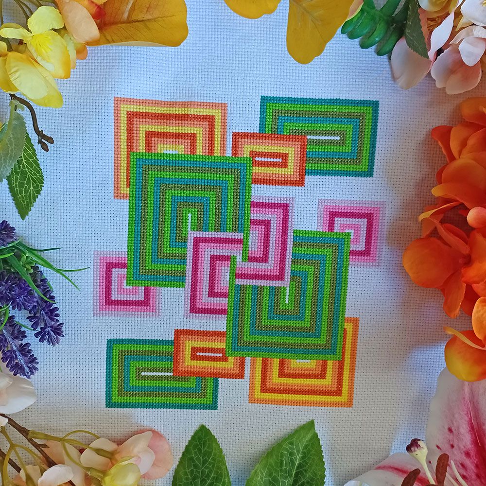 Modern Square Cross Stitch Pattern, Instant PDF Download, X | Inspire ...
