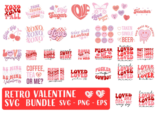 Retro Valentines SVG Bundle Retro Valentine Designs svg Vale | Inspire ...