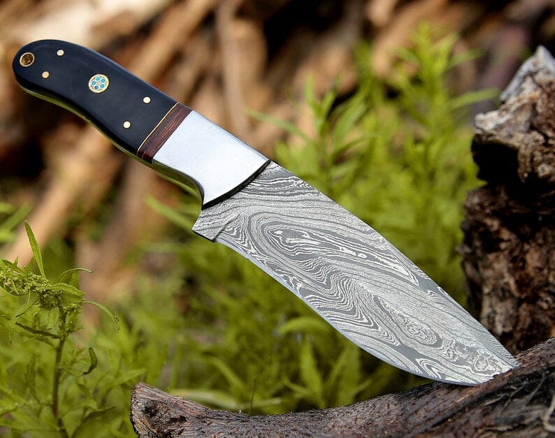 Handmade Damascus Hunting Knife with Rosewood Handle – 10