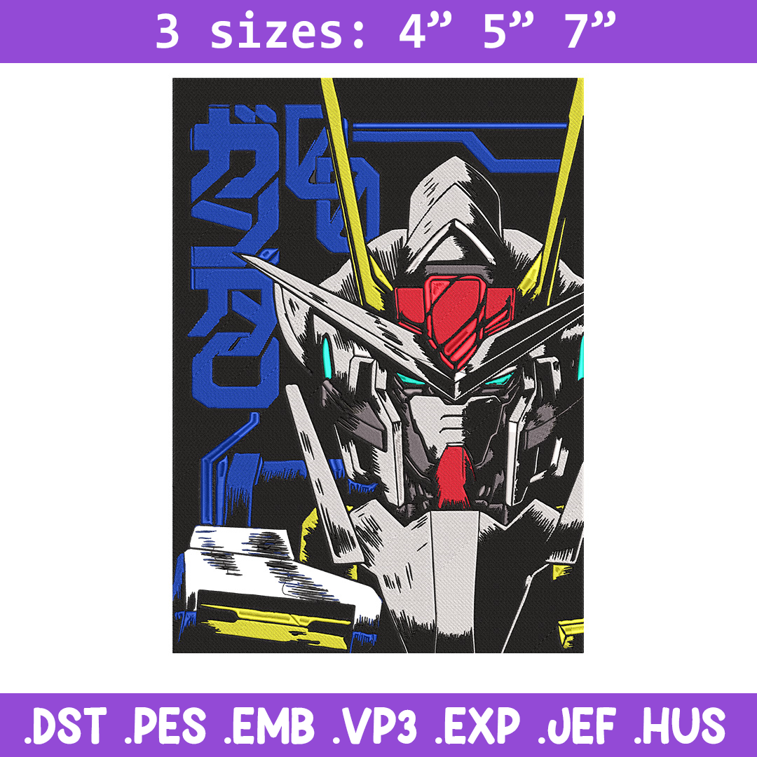 Gundam robot Embroidery Design, Gundam Embroidery, Embroider Inspire Uplift
